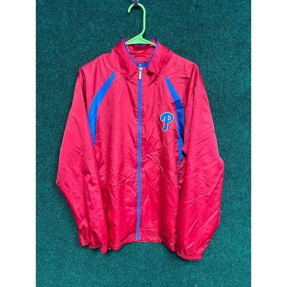 Y2K Philadelphia Phillies Red & Blue Reebok Full Zip lightweight Jacket Sz Large - Picture 1 of 5